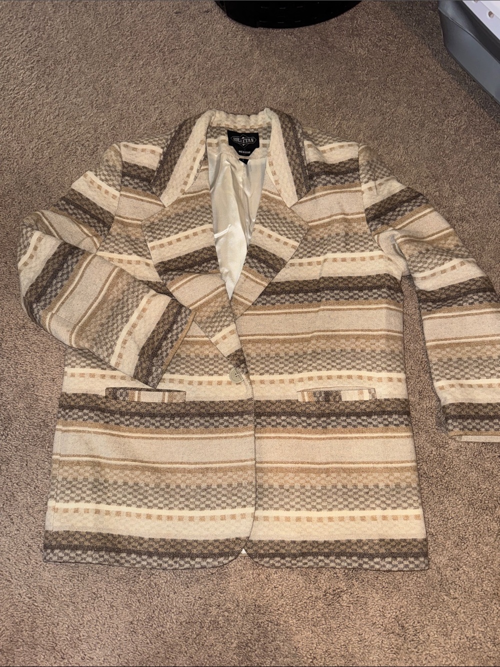 Braetan Striped Blazer Jacket in Cream and Brown Tones